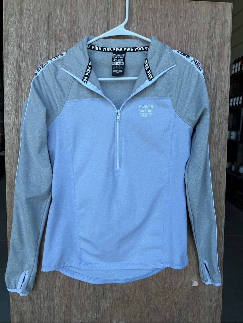PINK Half-Zip Pullover in Light Purple and Heather Gray